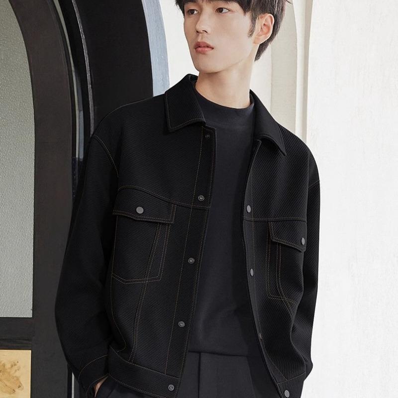 Весна и осень Мужская новая верхняя линия декоративная свободная универсальная повседневная куртка с лацканами