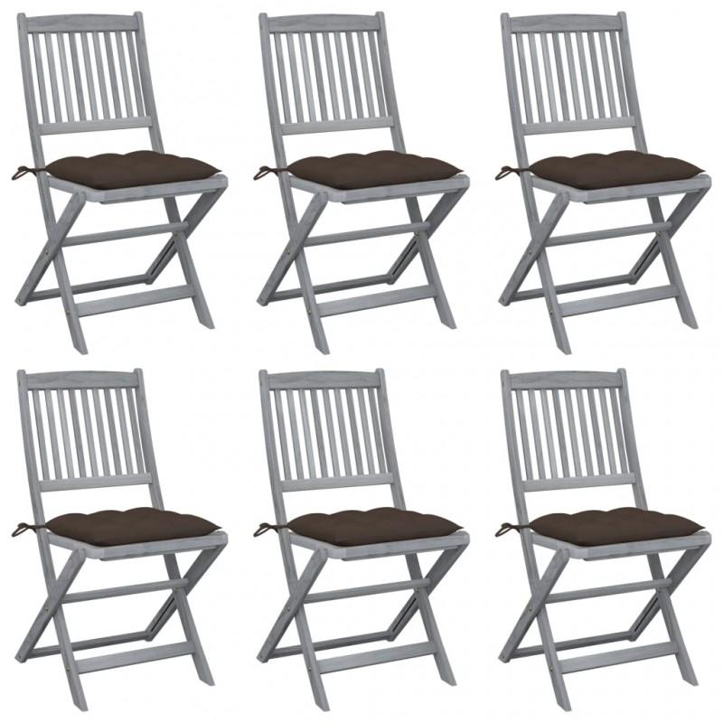 Day and Night - Day and Night Folding Garden Chairs 6 Units Cushions Solid Acacia Wood