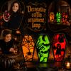 Halloween Coffin Decoration with LED Light Bat and Ghost Design Indoor Outdoor Party Prop Atmosphere Enhancer