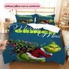 1PC Grinch pattern Bedding Quilt Set Quilt Cover Pillowcase Home Decoration Birthday Gift (1 * duvet cover + 2 * pillowcase, without core)