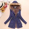 Autumn and Winter Ladies Large Size Thickened Long-sleeved Hooded Lamb Wool Cotton Coat Women's Jacket