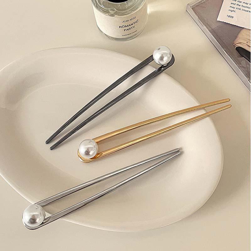 Imitation Pearl Hairpins for Women Girls Elegant Hair Clips Metal U-shaped Hairpins Hairstyle Design Tools