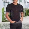 Men Club Top See-through Sequin Mesh Round Neck Short Sleeves Stretchy Thin T-shirt Muscular Men Party Performance T-shirt