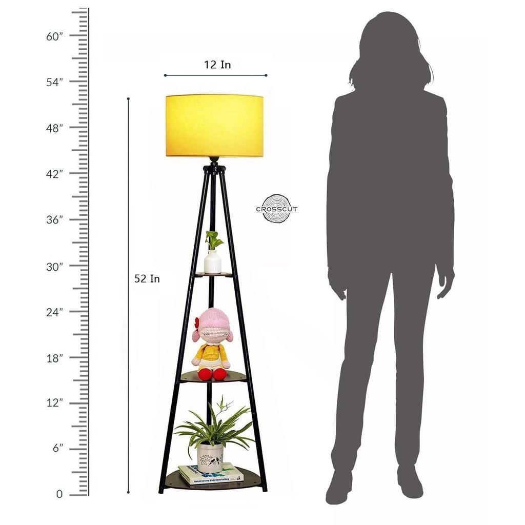Metal Floor Lamp with 3 Shelves (Fresh Yellow)
