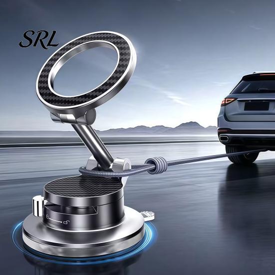 Compact Phone Mount for Car Vacuum Suction Magnetic Holder, 89lbs Strong Grip Dash Universal Holder Windshield Mount, 360-degree Rotating Stand
