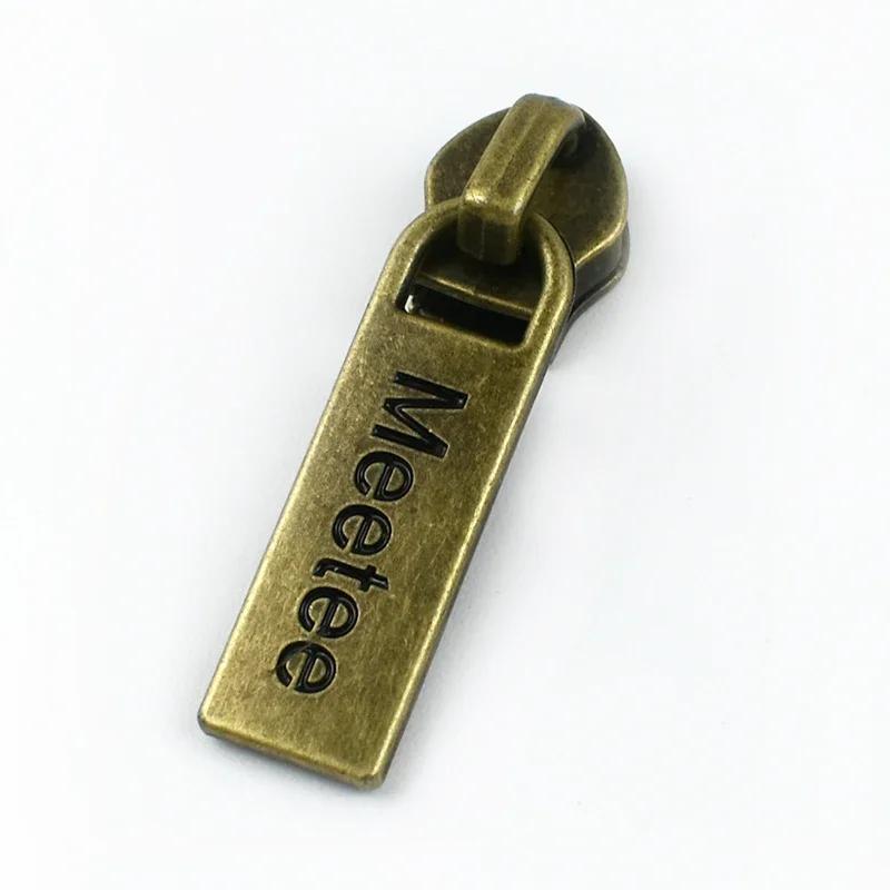 Meetee 5-20 шт. 5# Слайдер для нейлоновых молний, головка молнии из цинкового сплава, декор, бронзовый пуллер для молний, аксессуары для шитья куртки, пальто