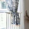 Curtain Finished Half Curtain B & B Tea Room Bedroom Balcony Dining Room Short Curtain Printed Plant Tassel Coffee Curtain