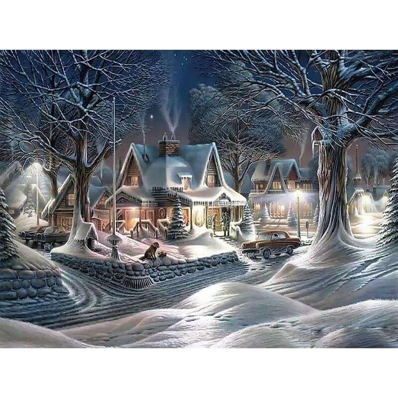 Snow Scenic DIY 5D Diamond Painting Full Round Rhinestone Winter Scenery Diamond Embroidery Cross Stitch Kits Home Decor