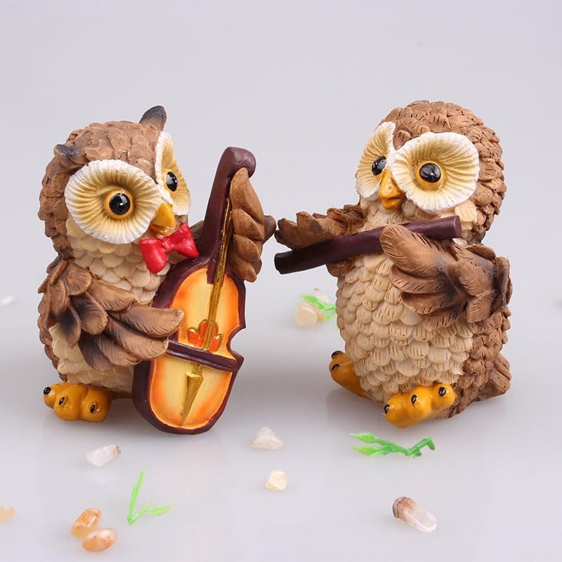 Фигурки животных Pinenjoy, Миниатюрные украшения-совы, Талисманы животных, Милые и стильные украшения-совы со светом, Идеально подходят для садов, балконов и