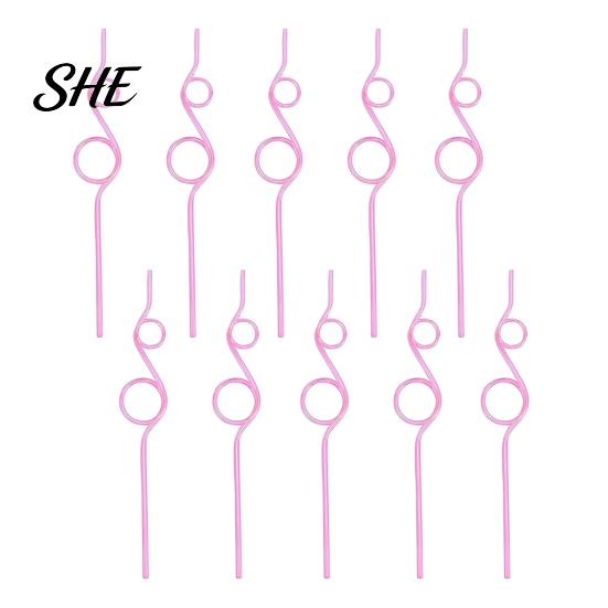 Heart Shaped Plastic Straws 10PCS PET Straws, Reusable Curved Creative Shapes Fun Drinking for Kids Adults Party Games Smoothies Juice Drinks