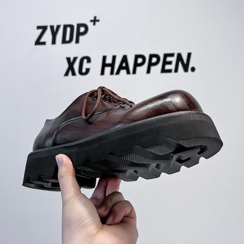 Новые кожаные туфли мужские корейские версии трендовые универсальные дышащие туфли в британском стиле на толстой подошве формальные мужские туфли 6123-A