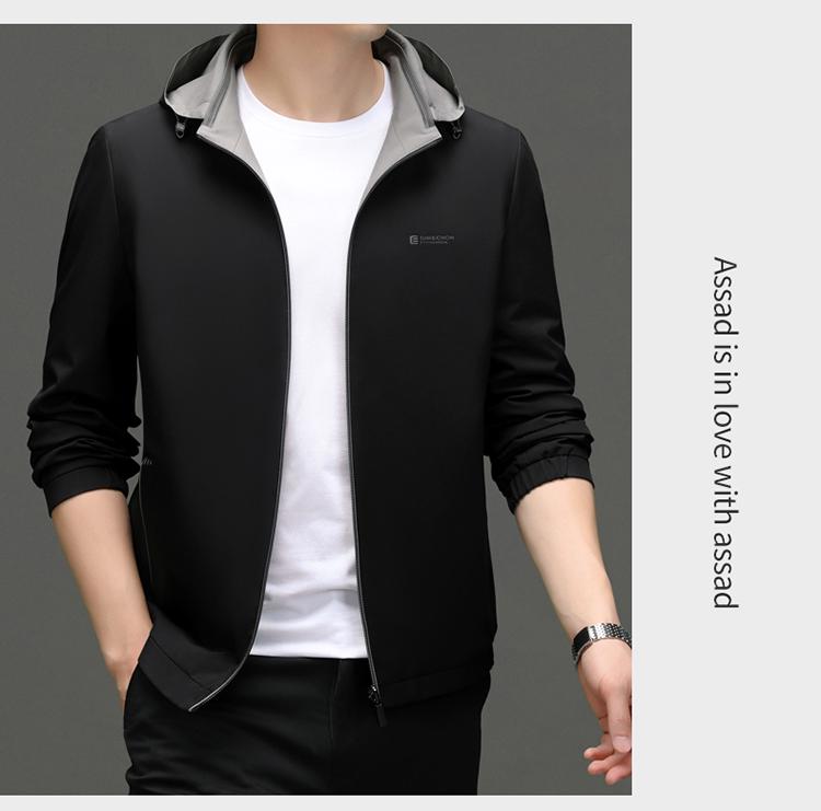 Pierre Cardin 2025 Men's Reversible Hooded Casual Jacket - Autumn Fashion for Middle-Aged Men