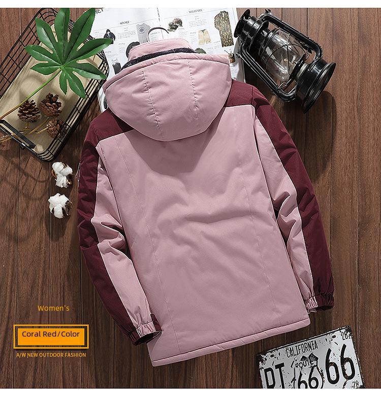 Мужская ветрозащитная водонепроницаемая хлопковая куртка: Осень/Зима Плюс Утолщенный Бархатный Стиль Для Пары На Открытом Воздухе