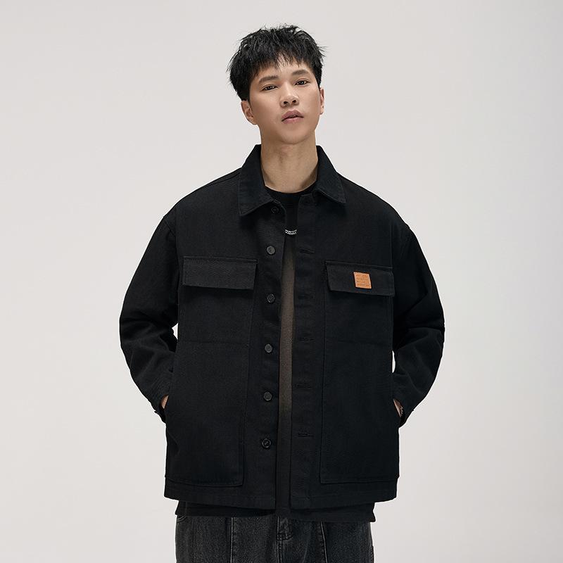 Американская ретро-куртка мужская рубашка для инструментов свободная большого размера модная брендовая повседневная джинсовая куртка