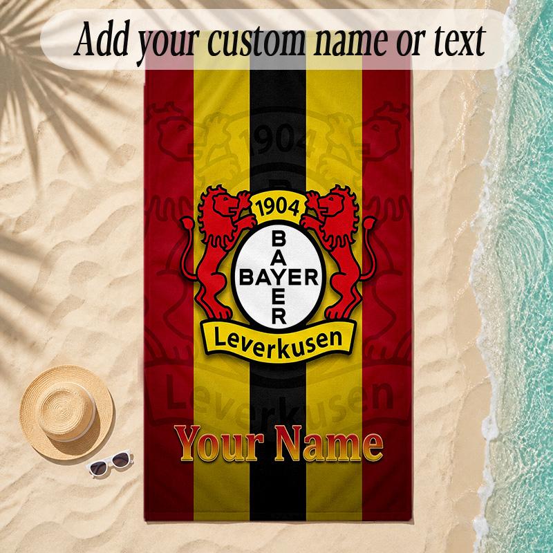 Beach TowelBayer Leverkusen Football Custom Name Text Personalized Soft Towel for Beach Pool Indoor Home Decor Gift