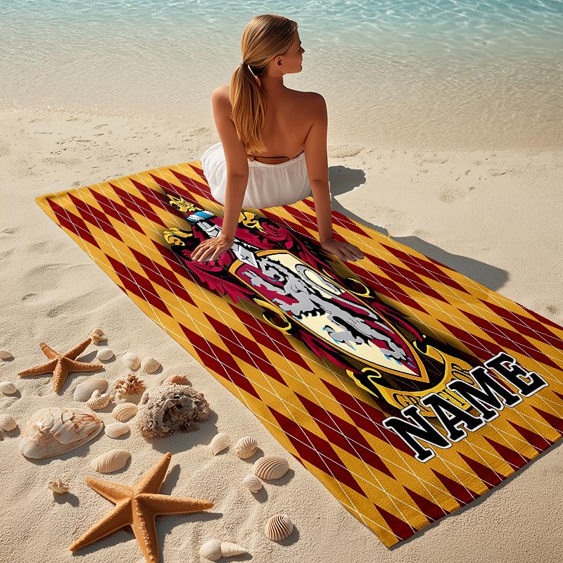 Custom Name Eagle Symbol Stylish Digital Printing Beach Towel Quick‑Drying Absorbent Blanket for Beach Pool Gym Travel