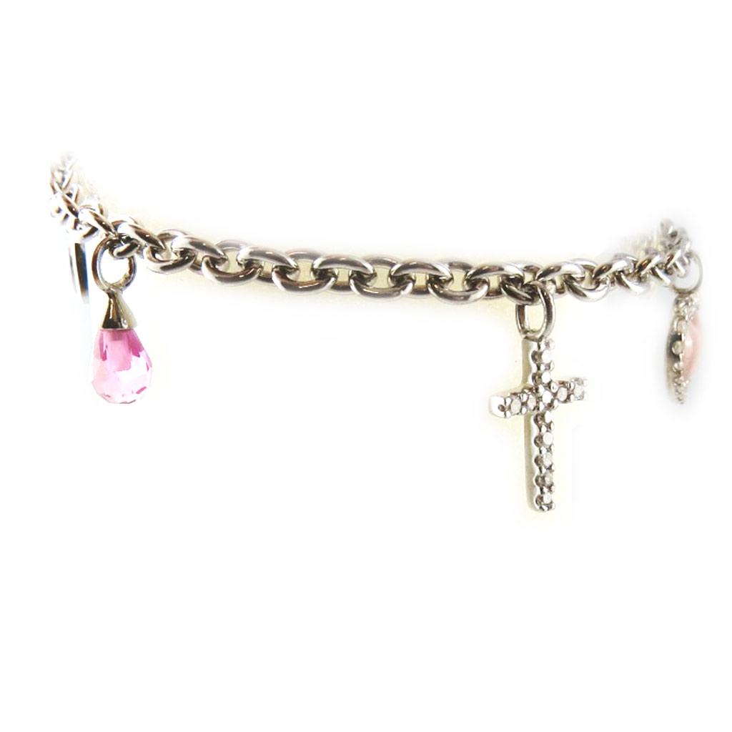 Les Trésors De Lily [D1383] - Серебряный браслет «Красотка» белый/розовый