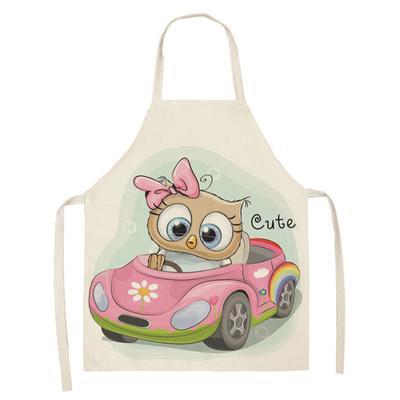 1 шт., сарафан для домашней кулинарии и выпечки, хлопковые льняные фартуки без рукавов с принтом совы, кухонные фартуки, инструменты для чистки