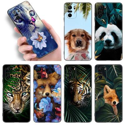 Чехол для телефона с изображением лисы, волка и цветов для Xiaomi POCO F2 F3 M2 M3 M4 X3 X4 Pro NFC F4 GT 5G F1 X2 C3 C31 C40 M5S, черный чехол из ТПУ