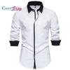 Men's Contrast Triangle Collar Long-sleeved Shirt
