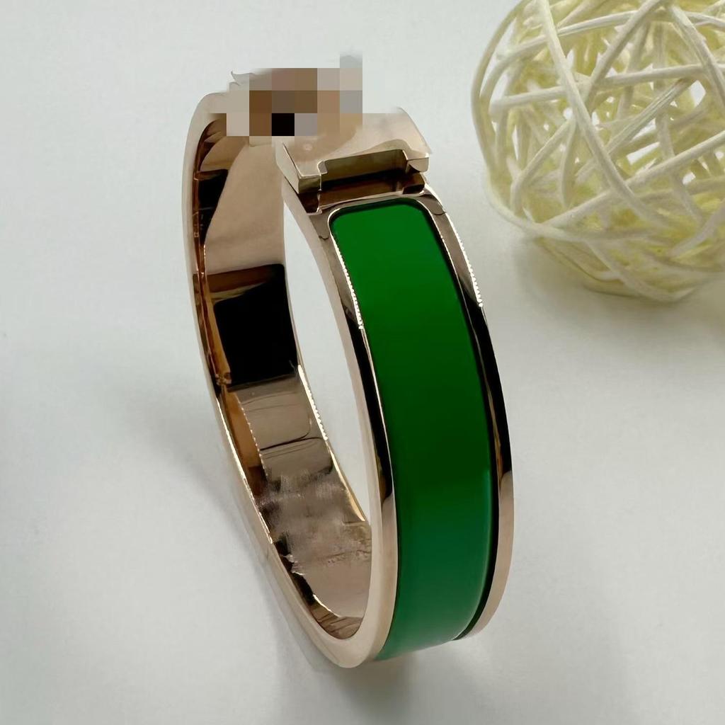 Браслет-бэнгл из эмалированной титановой стали 12 мм с буквой H - Европейский и американский модный браслет