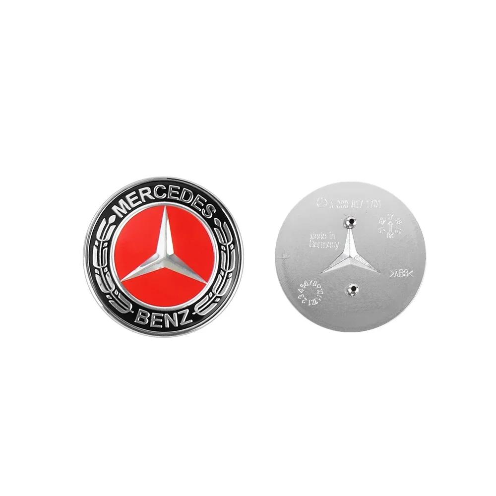 Car Sticker 57mm Car Front Hood Emblem Badge For Mercedes Benz AMG W203 W204 W210 W211 W212 W220 A0008171701 Bonnet 2 Pins Decor