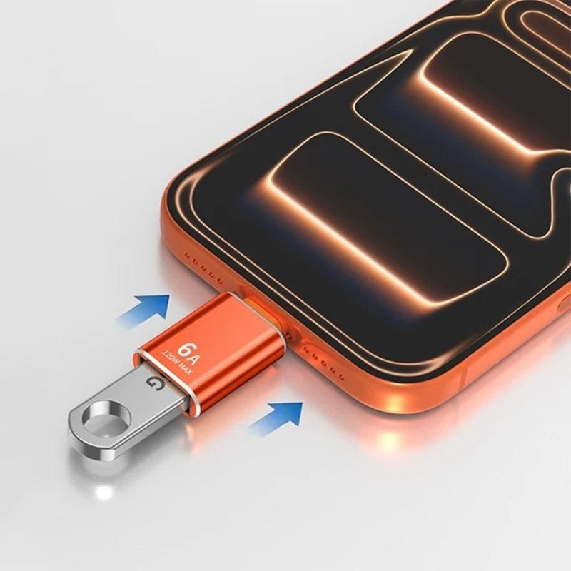 Прочный металлический адаптер Type C на USB OTG конвертер для быстрой передачи данных, зарядка 120 Вт 6 А и подключение устройств