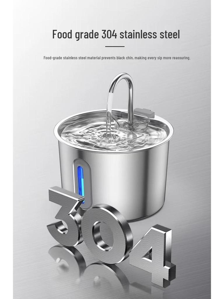 Stainless Steel Pet Water Fountain with Automatic Circulation and Leak-Free Design for Cats and Dogs