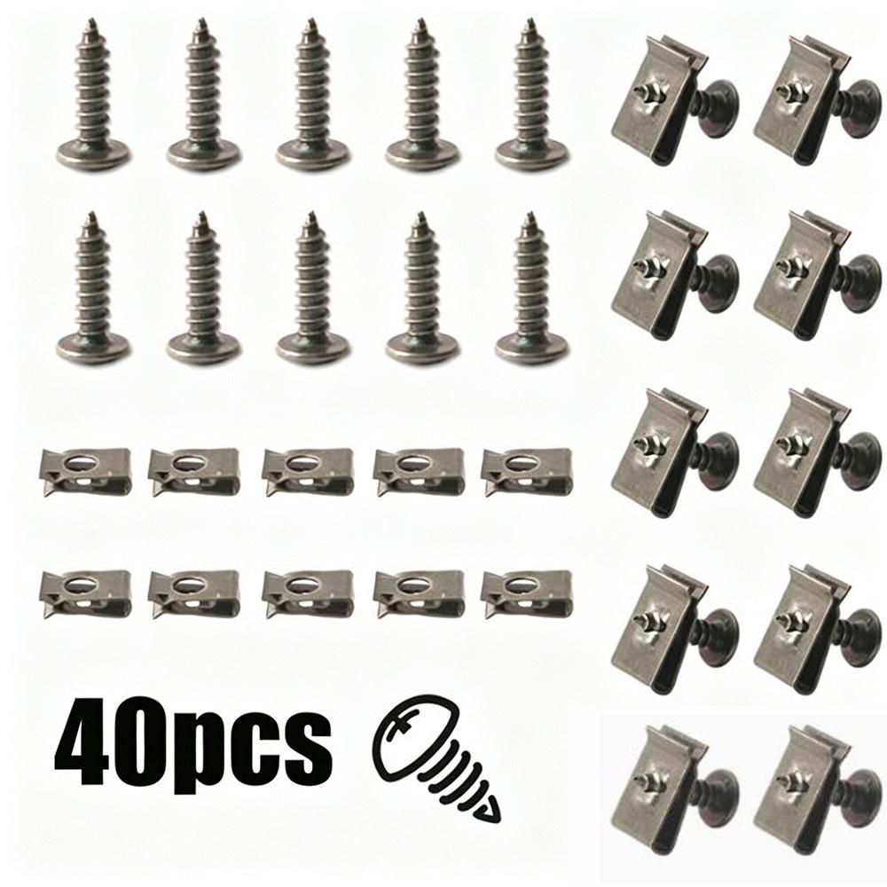 20/40/60Pcs Anti Rust U-Type Fastener Clips Iron Metal Screw Clips Car Accessories