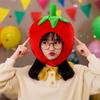 Fluffy Warm Earflap Cap Super Soft Fruit Stuffed Toys Funny Cosplay Hat  Photo Props