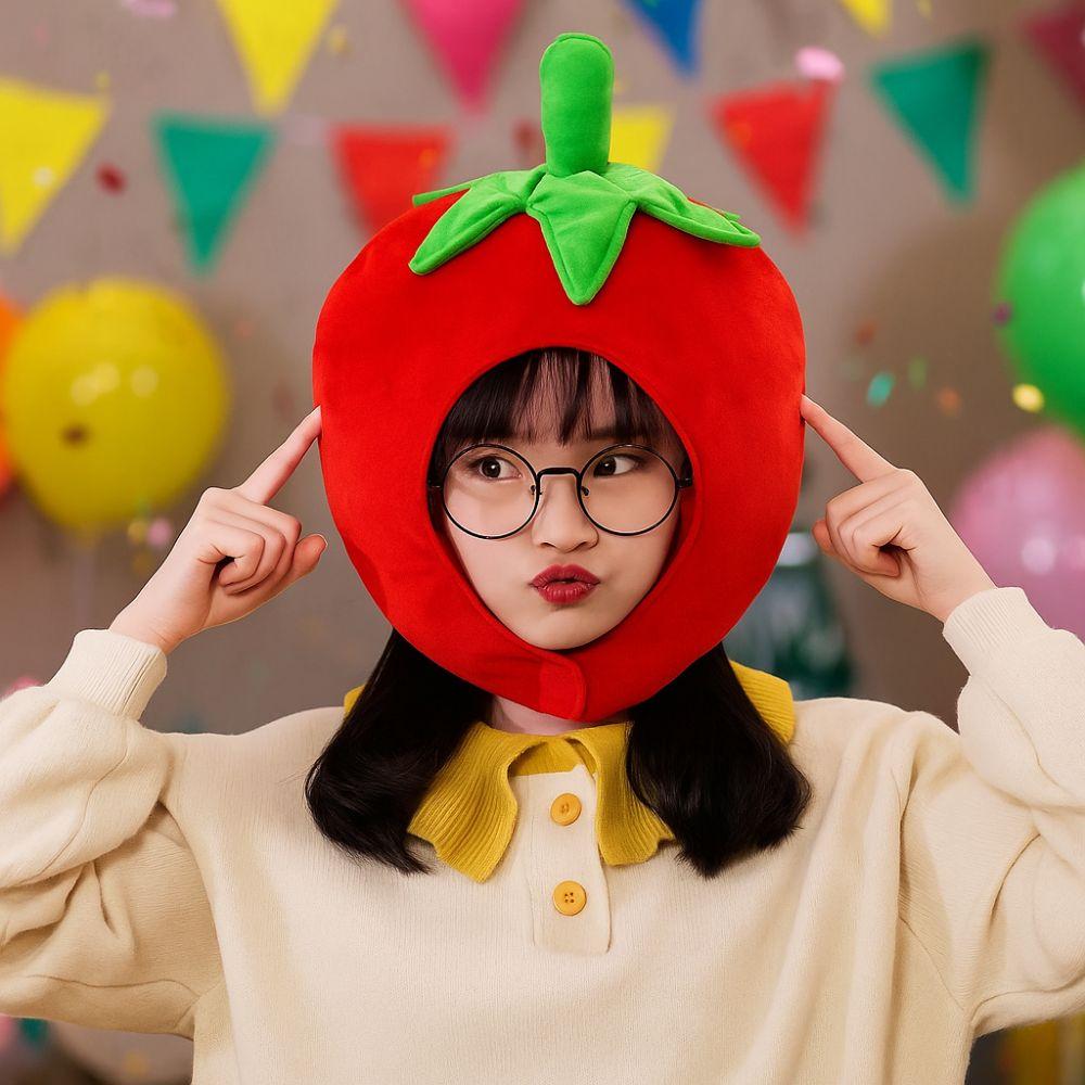 Fluffy Warm Earflap Cap Super Soft Fruit Stuffed Toys Funny Cosplay Hat  Photo Props