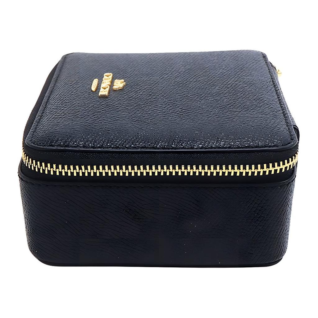 COACH Jewelry Box Cross Grain Leather Storage Box Unisex Black C4470-IMBLK