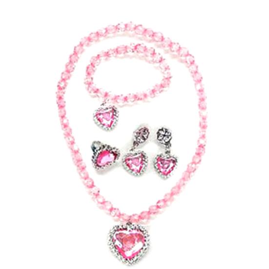 1 компл. ожерелье для девочек, игрушка, цветные, из бисера, элегантные, для ролевых игр, со стразами, браслет с сердечками и серьгами, комплект ювелирных изделий принцессы