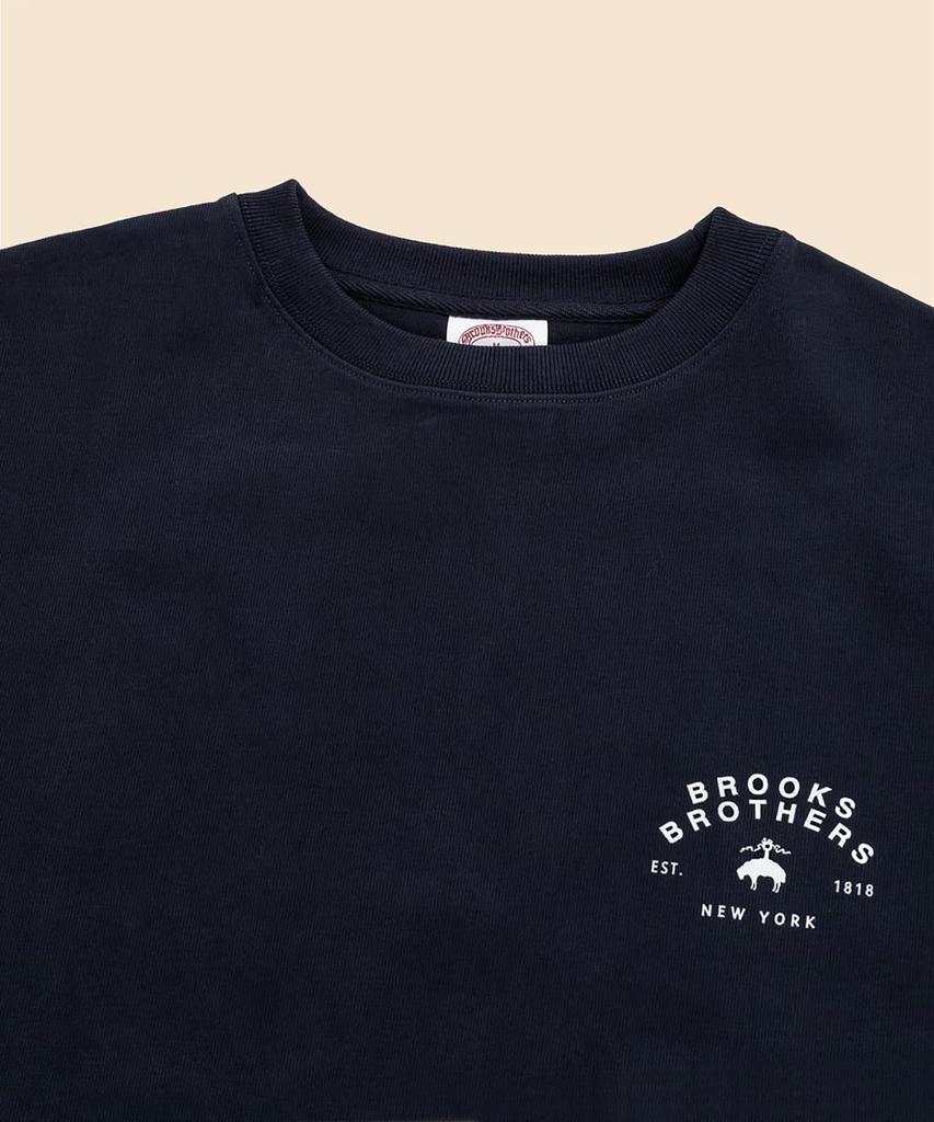 [Brooks Brothers] Хлопковая футболка с графическим логотипом, тяжелый джерси, США, 330002868, Темно-синий, S