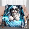 1PC Custom Name Space Pup Adventure flannel blanket versatile, all-season throw suitable for the living room, bedroom, camping, travel, and gift