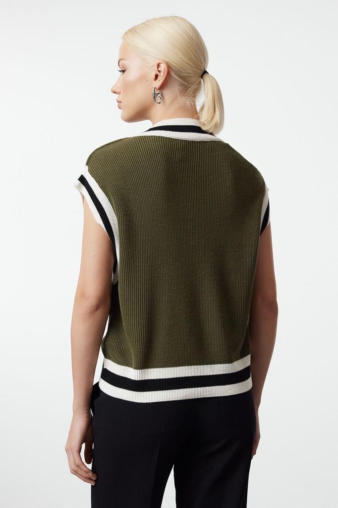 Women's Elegance Style Sweater Navy Blue V-Neck Knitwear Sweater