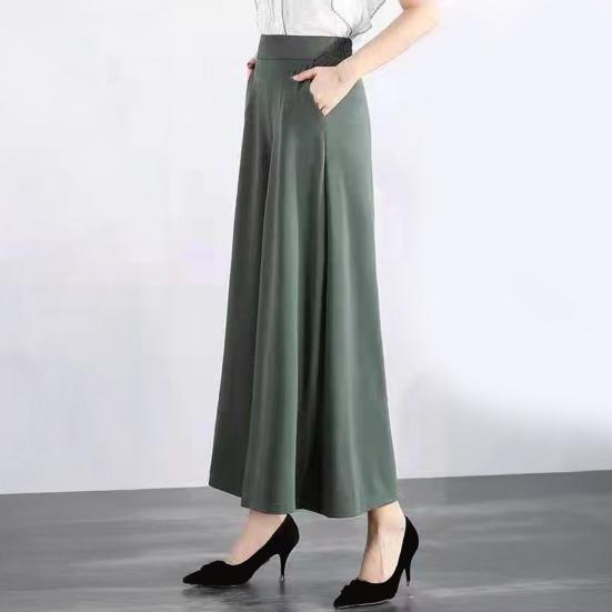 Женские брюки-костюмы, эластичные, с высокой талией, широкие, длинные брюки с карманами, однотонные, повседневные брюки для повседневной носки