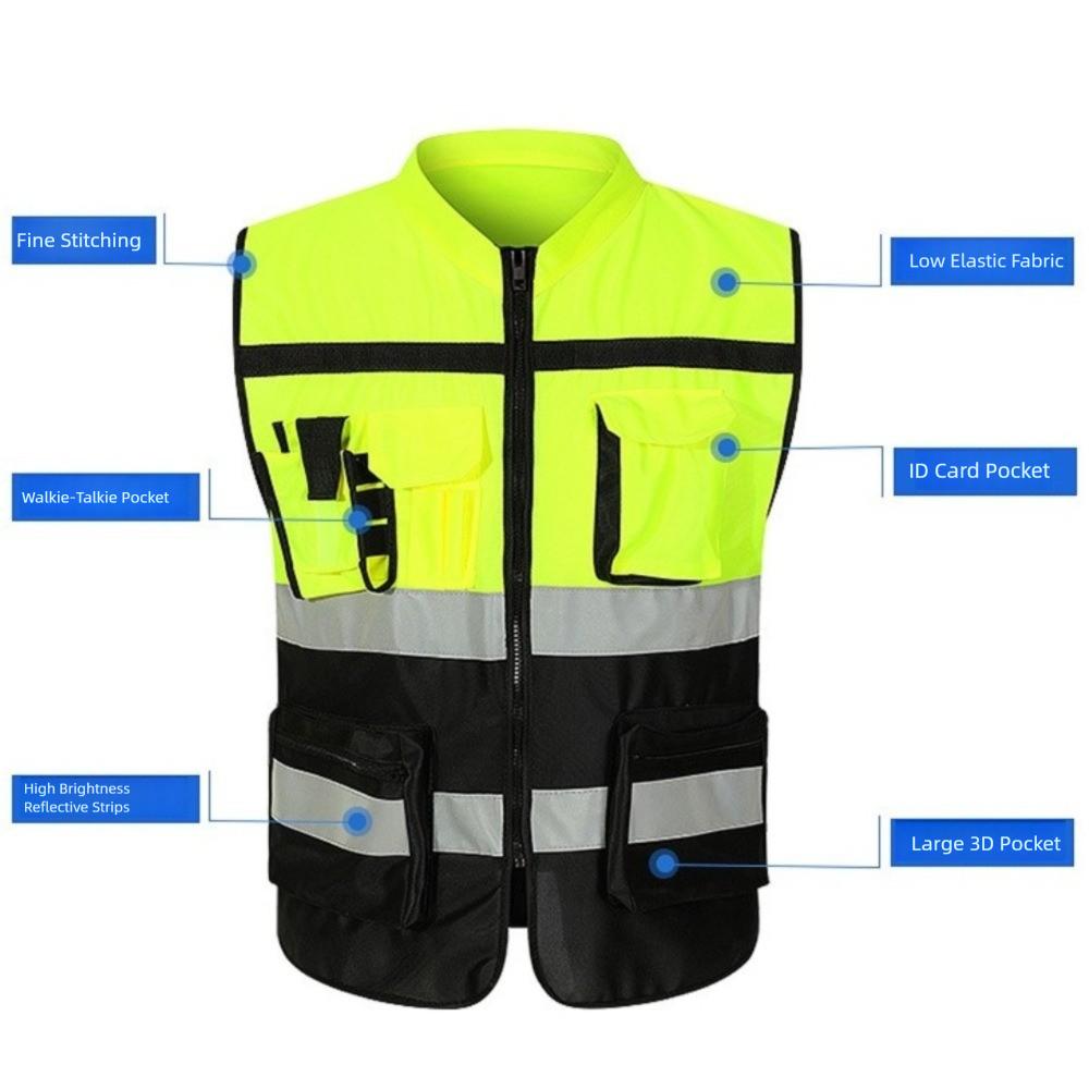with Pocket Reflective Vest High Visibility Construction Clothes Outdoor Safety Clothing Cycling