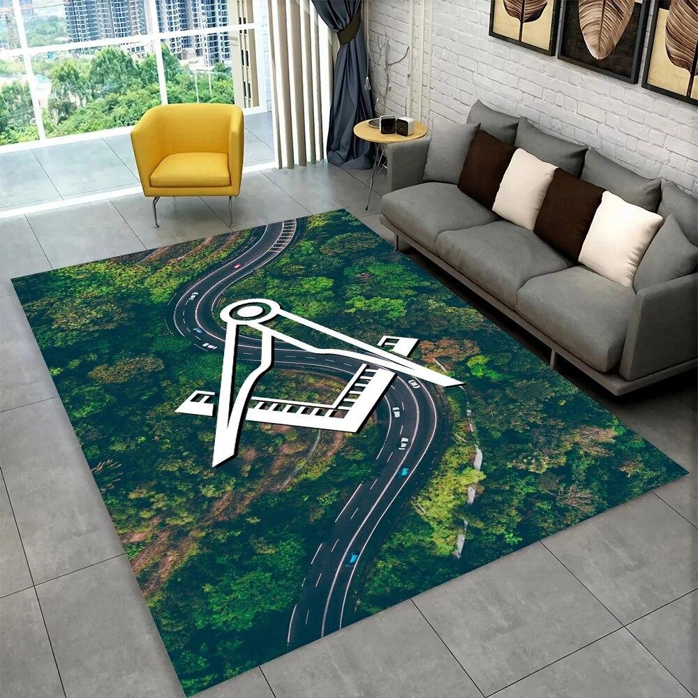 3D Freemason Masonic Illuminati Ring Area Rug,All Seeing Eye Carpet Rug for Living Room Bedroom Doormat Decor,Non-slip Floor Mat