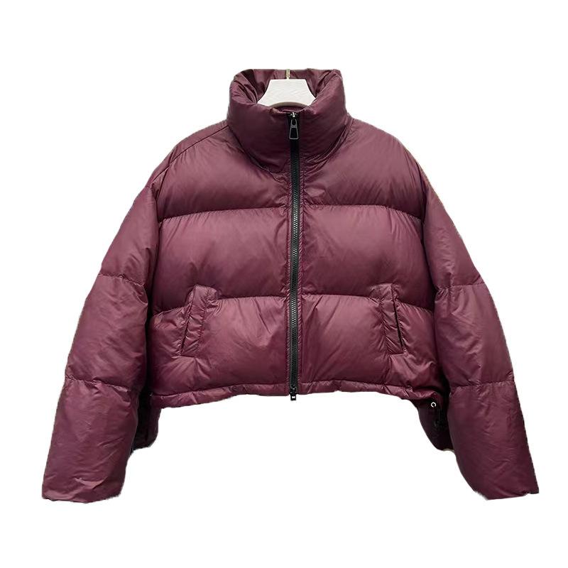 Модная женская короткая куртка-пуховик 2024 года, зима, новый свободный воротник-стойка, маленькая куртка-хлеб, теплая белая куртка-пуховик на утином пуху