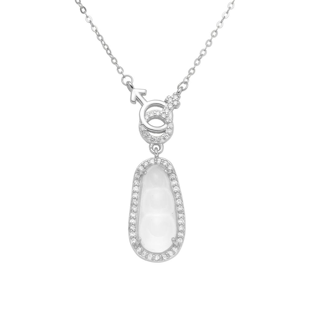 Ожерелье из стерлингового серебра 925 пробы с натуральным кварцитом и нефритом в виде стручковой фасоли, женская инкрустированная подвеска из ледяного нефрита, цепочка на ключицу, мода