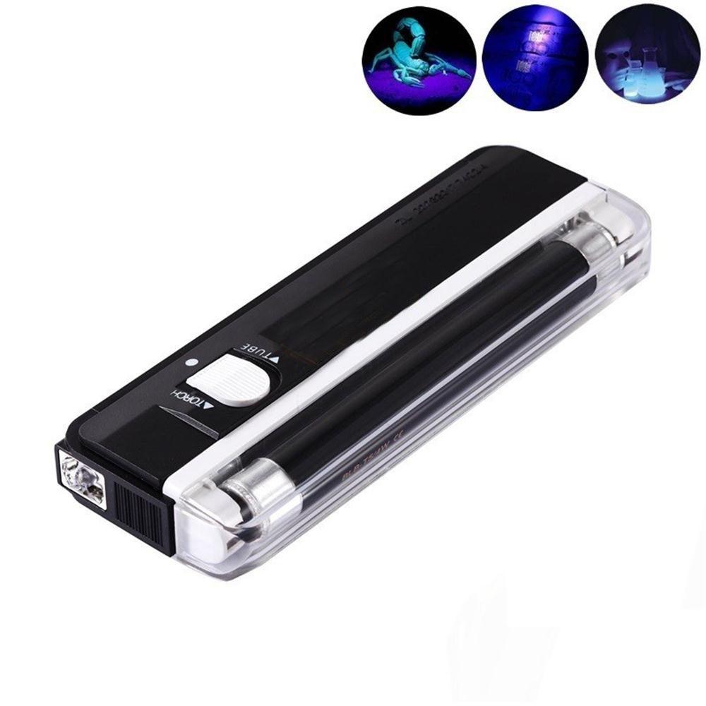 Device Powered LED Light 2in1 Handheld 6V Blacklight UV Ultraviolet Lamp Portable Money Detector