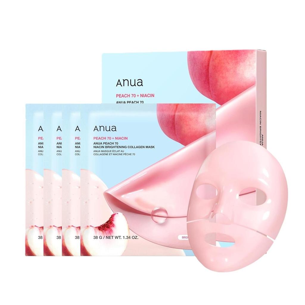 Anua Peach 70 Niacin Brightening Collagen Mask 38g*4EA