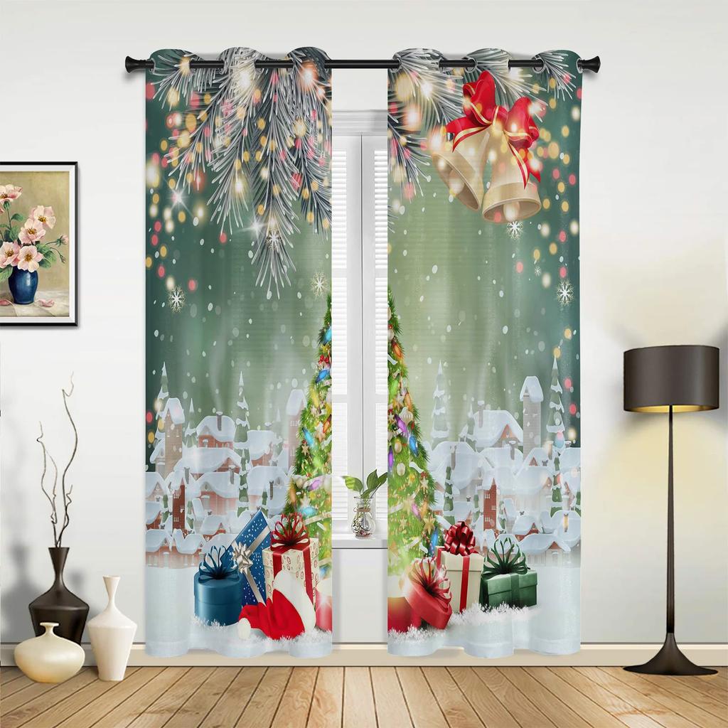 Рождественская комната Рождественская елка камин шторы для спальни гостиная шторы кухня детские окна занавески домашний декор