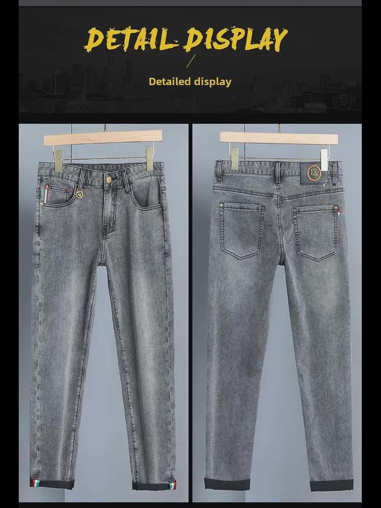 Европейские мужские облегающие джинсы в стиле ретро - летние повседневные прямые брюки