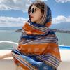 Пустынная шаль Дуньхуан - Этнический шарф для женщин, Смесь хлопка, льна и шелка, Озеро Чака, Цинхай