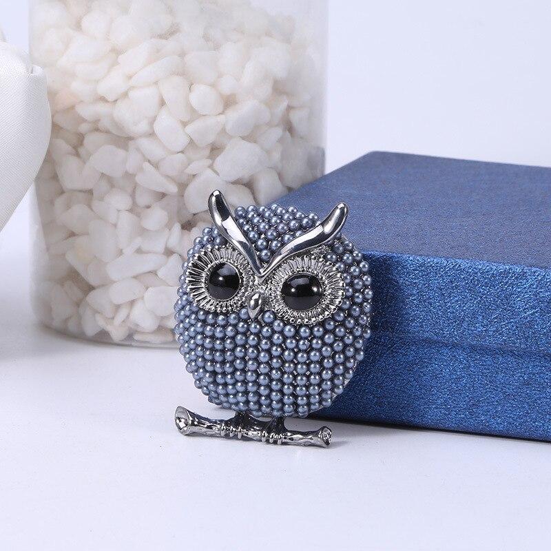 Blucome New Hot Selling Jewelry Owl Cute Cartoon Corsage Alloy Electroplating Pearl Pin