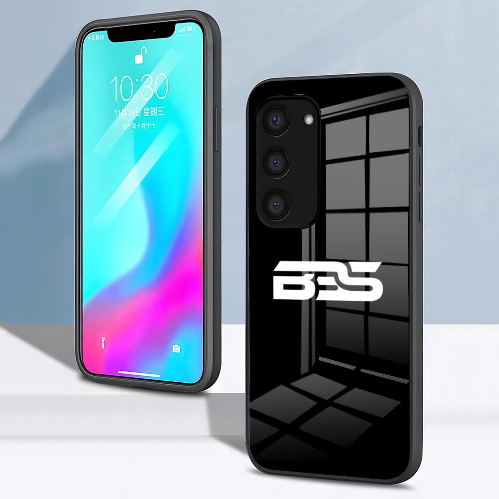 Чехол для телефона с логотипом BBS для Samsung S26 S25 S24 FE S23 S22 S21 Plus S20 Ultra Note20Ultra Черная стеклянная крышка