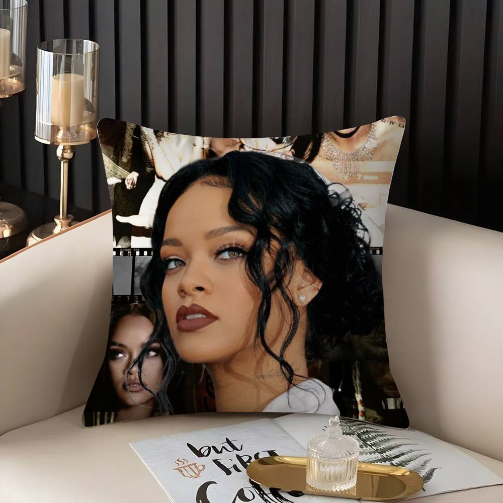 Популярная певица R_Rihanna Наволочка для дома, общежития, спинки стула, короткий плюш, двусторонняя печать, подушка для офисного сна