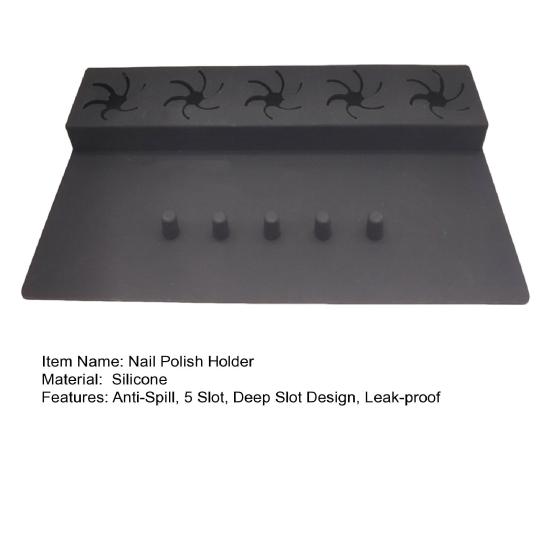 Silicone Nail Polish Holder Stand Anti-Spill Organizer 5 Slot 2 In 1 Nails Art Accessories Manicure Hand Rest Work Station for Manicure Pedicure